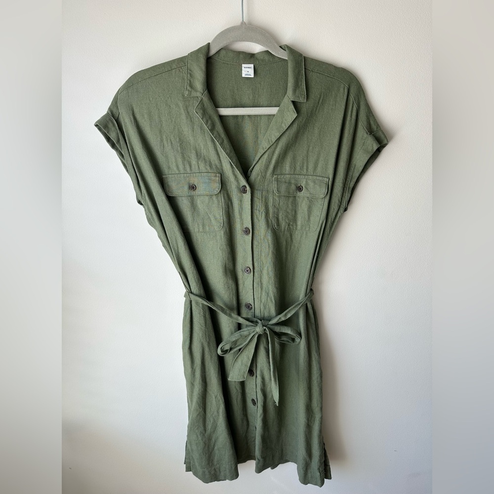 Old Navy Linen Blend Shirt Dress